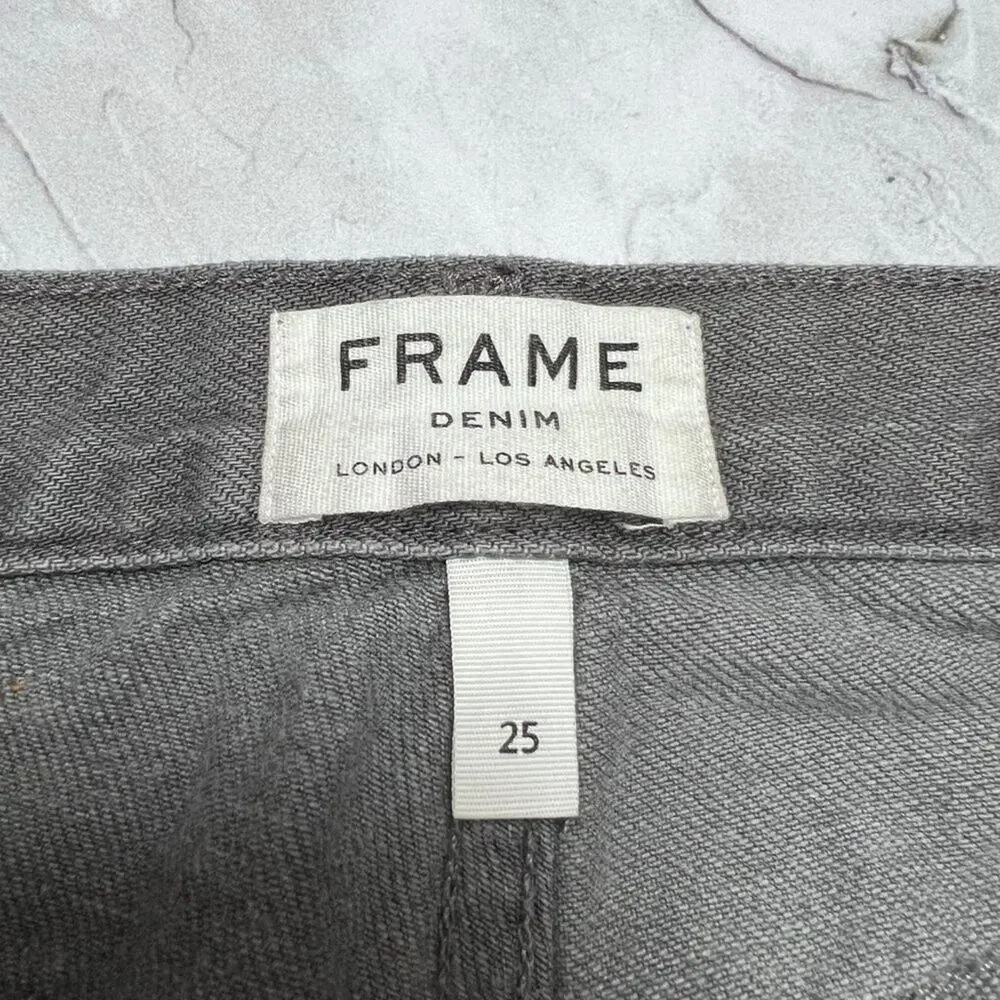 Frame Le Mix Nouveau Jeans SIZE 25 RUNS SMALL Ash Gray Two Tone Raw Hem - Picture 5 of 14